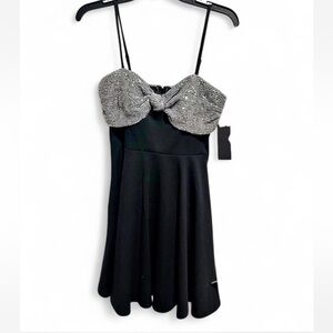 City Studio Black and Silver Mini Dress